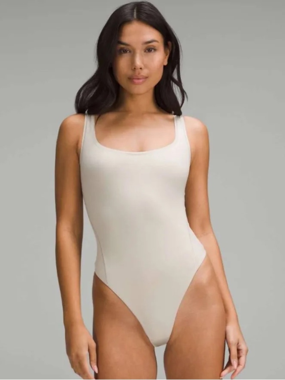 LULULEMON | Wundermost Nulu Square-Neck Sleeveless Bodysuit in Mojave Tan